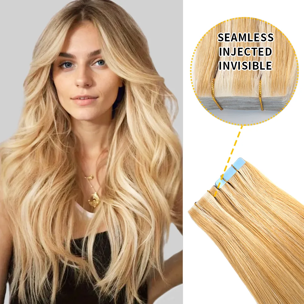 Seamless Hand-Tied Invisible Tape In Hair Extension 20Pcs Virgin Human Hair