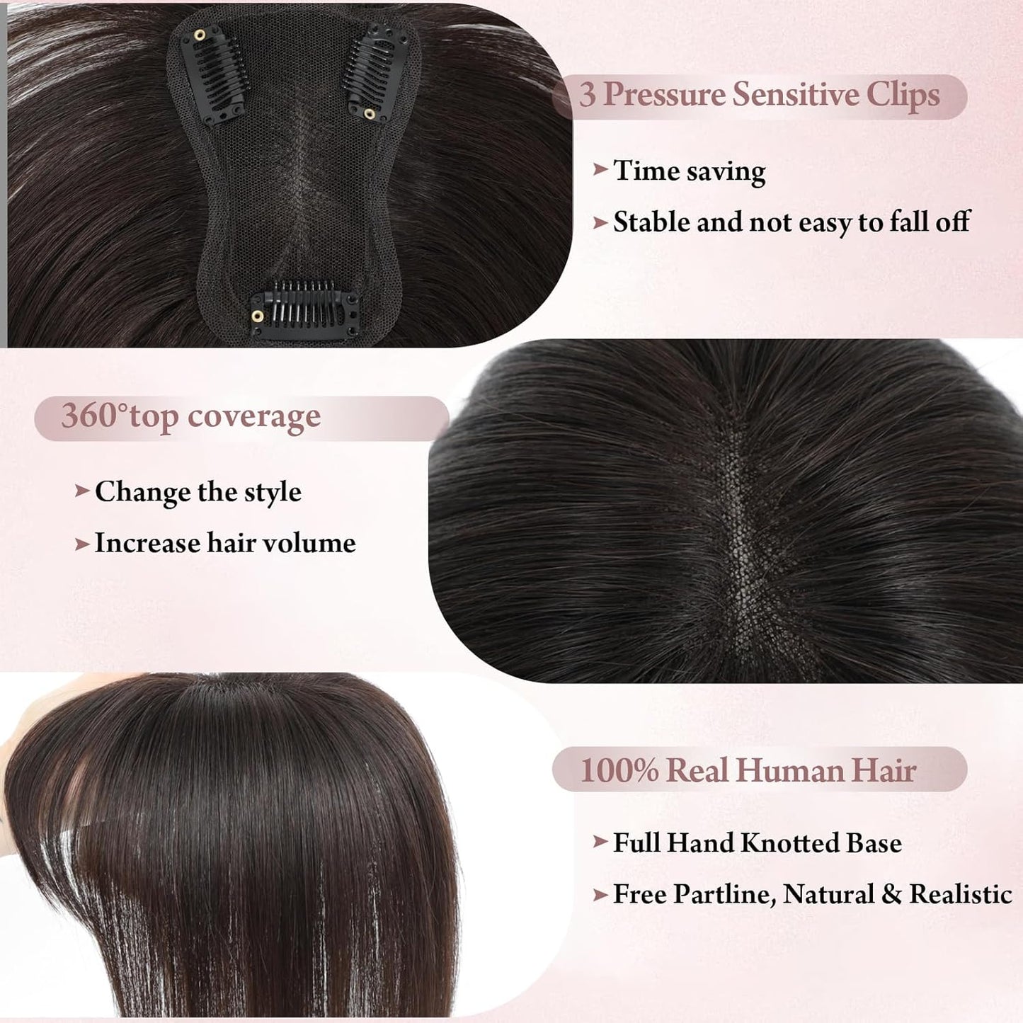 2025 New Straight Hair Topper With Bangs For Thinning Hair