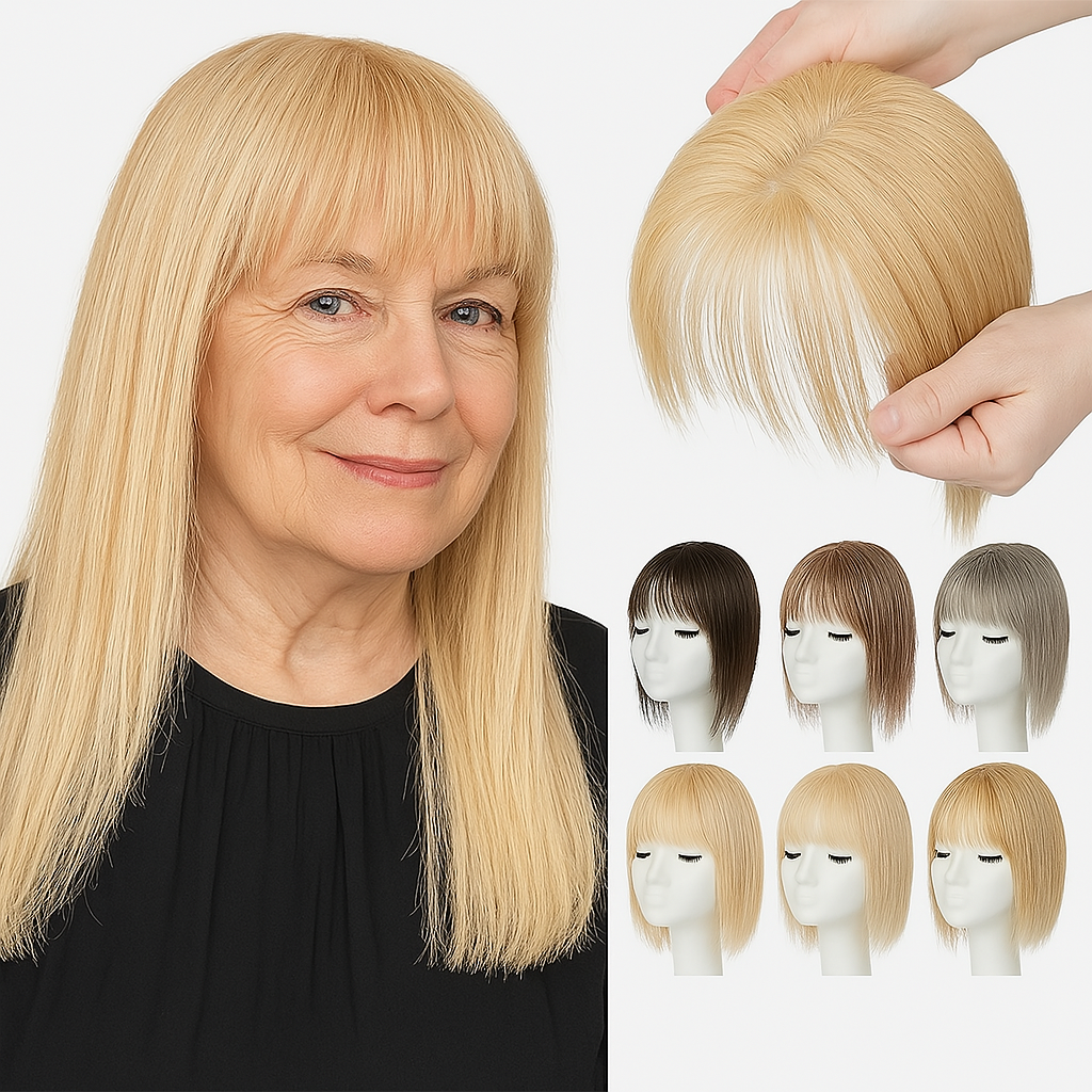 Hot Sale Breathable&comfortable Straight Hair Topper With Bangs For Thinning Hair