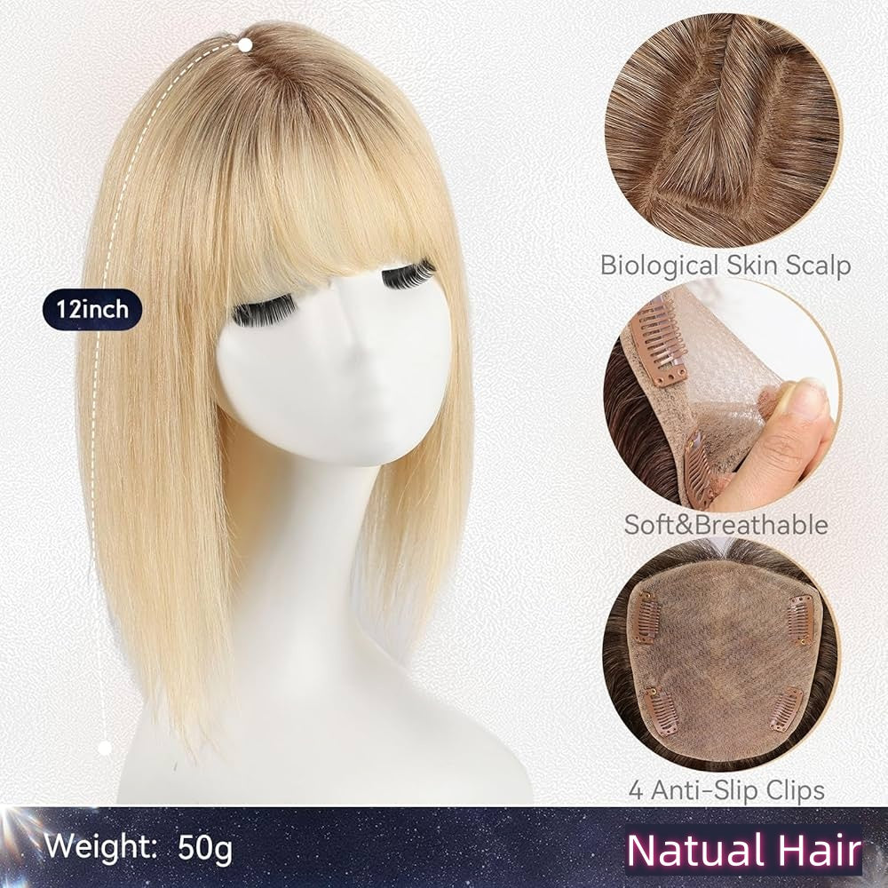 Hot Sale Breathable&comfortable Straight Hair Topper With Bangs For Thinning Hair
