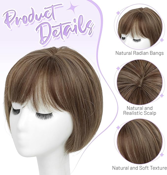Hot Sale Comfortable&Breathable Straight Hair Topper With Bangs For Thinning Hair