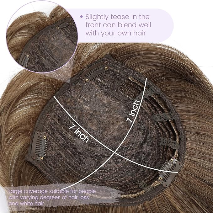 Hot Sale Comfortable&Breathable Straight Hair Topper With Bangs For Thinning Hair