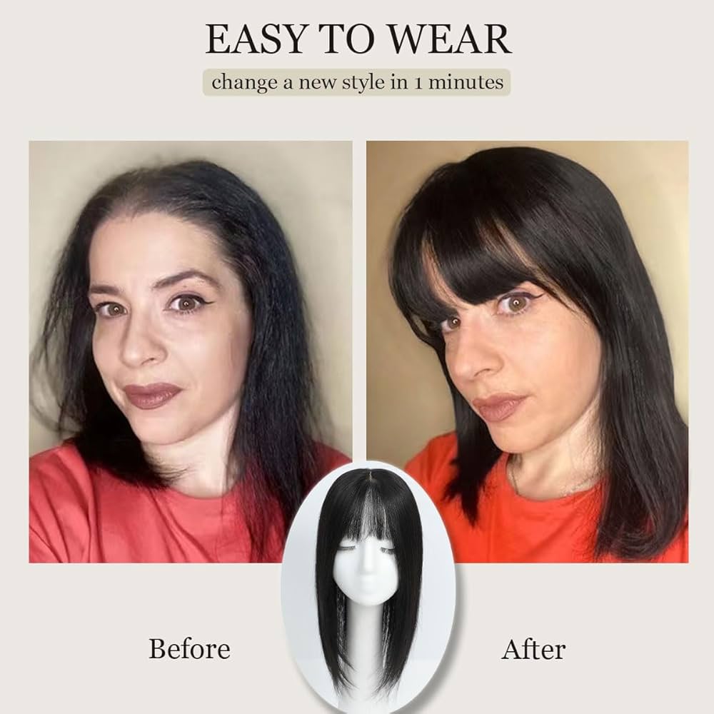 Hot Sale Comfortable&Breathable Straight Hair Topper With Bangs For Thinning Hair