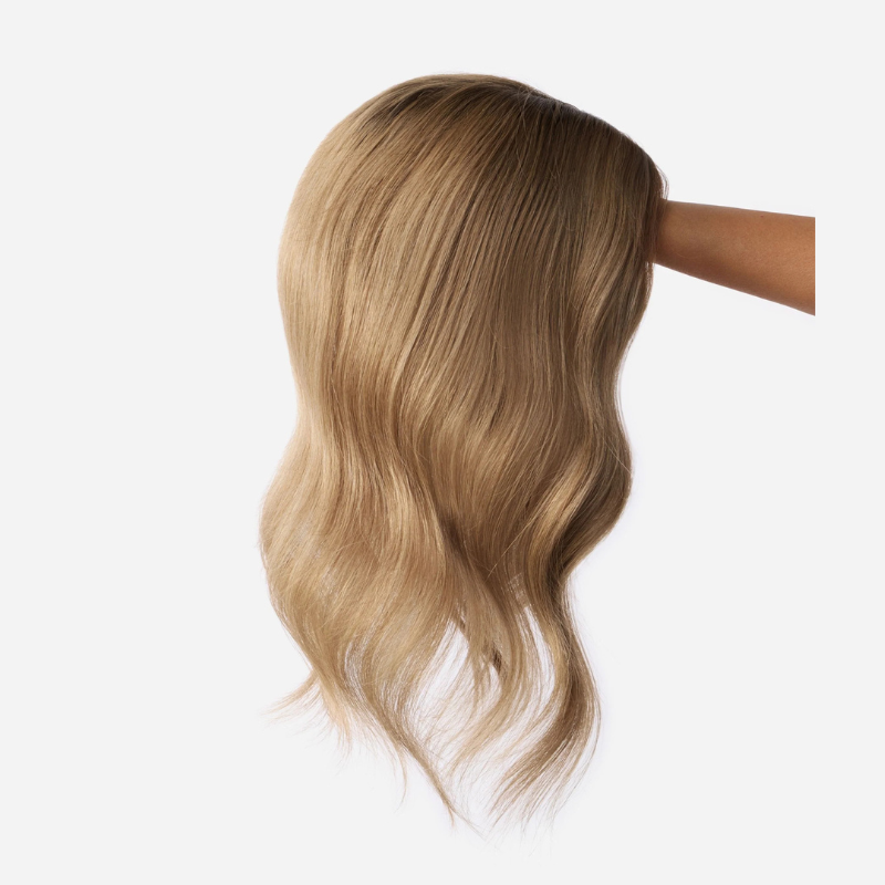 4*5 inches Mono Base Blonde Hair Toppers With Root Human Hair Topper With Bangs