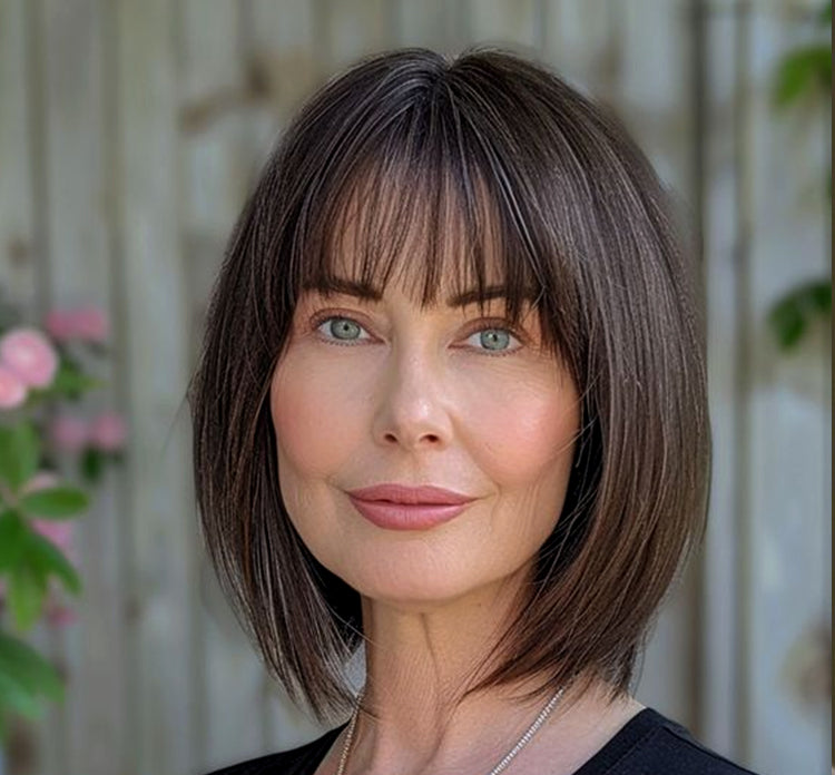 130% Natural Density Clip-In Hair Topper with Bangs