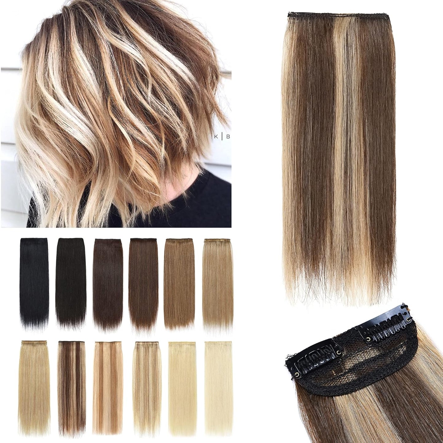 100% Human Hair Invisible Seamless Hair Pads Clip In Hair Extension Increase Hair Top Side Cover Hairpiece