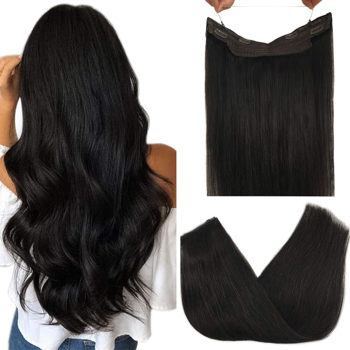 Hight Quality Halo Hair Extension Natural Hidden Wire Adjustable Transparent Wire