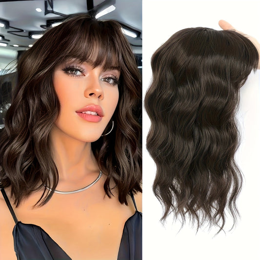 Summer Breathable Natural Wavy Hair Topper With Bangs For Women With Thinning Hair