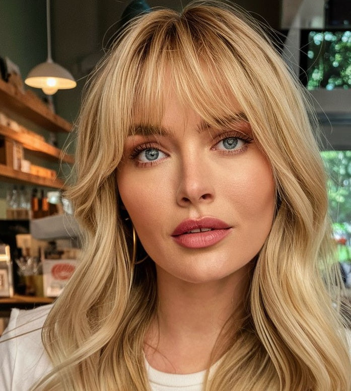 Summer Breathable Natural Wavy Hair Topper With Bangs For Women With Thinning Hair