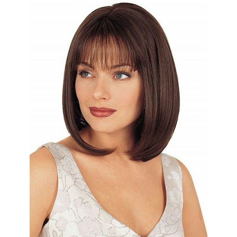 Comfortable&Breathable Straight Hair Topper With Bangs For Women With Thinning Hair