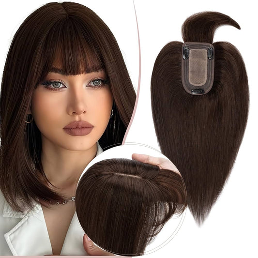 2025 New High-quality Straight Hair Topper With Bangs For Women With Thinning Hair
