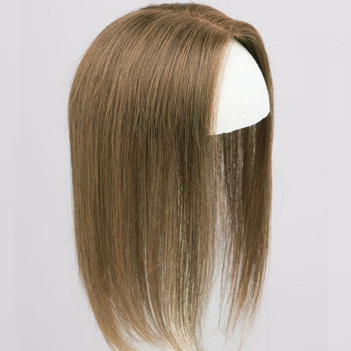 Shoulder Length Grey Full Handtied Mono Base Human Hair Topper for Women