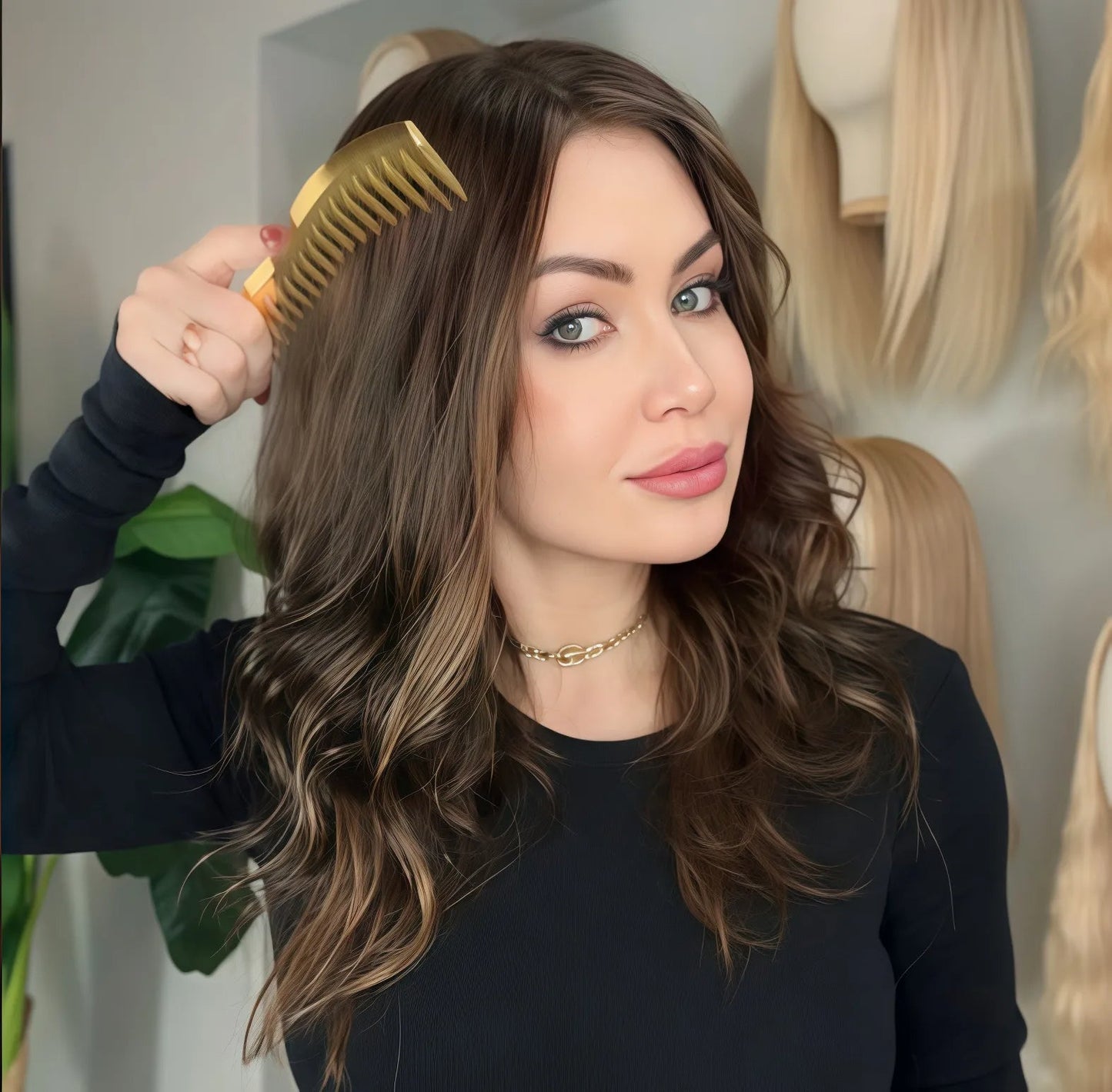 Natural Wavy Hair Topper Perfect Women thinning hair,Natural-Looking Wavy Style