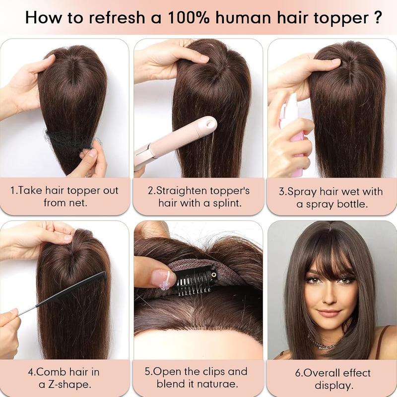 2025 Hot Sale Clip-In Hair Topper with Bangs Comfortable with good breathability