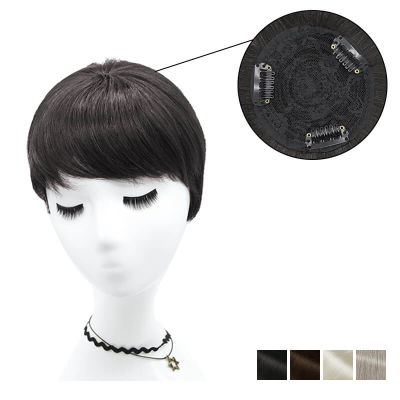 Straight Short Human Hair Wigs with Bangs for Women