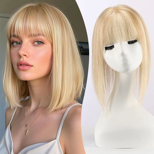 4*5 inches Mono Base Highlight Human Hair Toppers for Women With Bangs