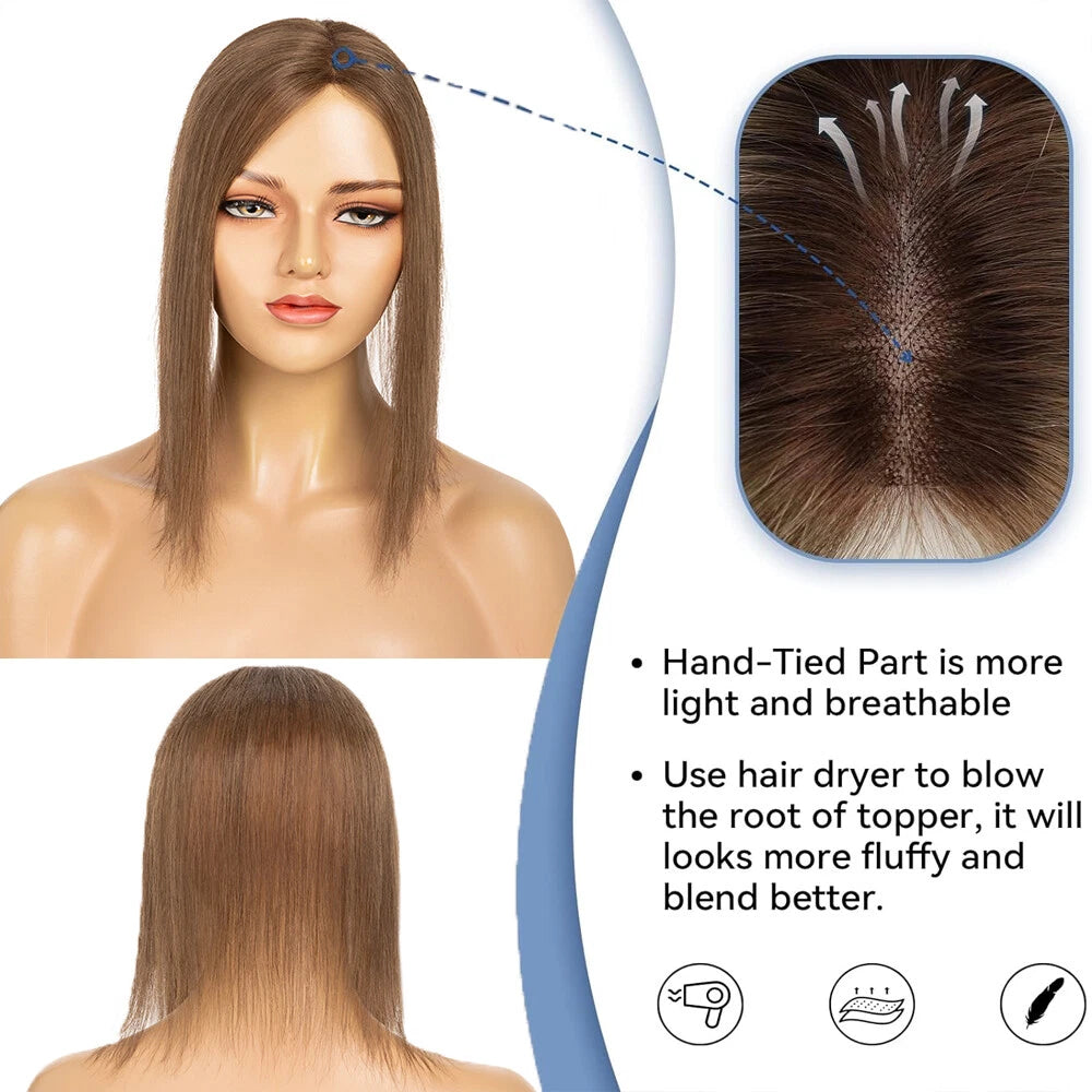 Straight Natural Hair Topper For Women High quality Hairstyle clips in own hair blends perfectly