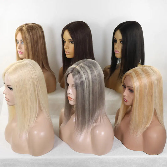 4x6in Human Hair Topper For Woman Clip-In One Piece Invisible Toupee Hair MONO&PU Base Hairpiece