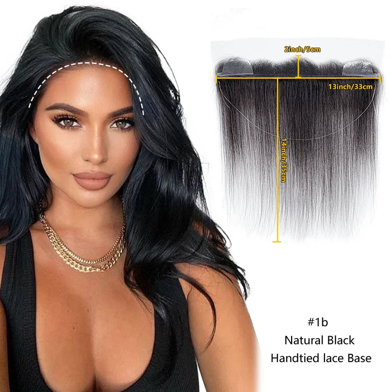 2X13Inch Lace No Clip Fish Line Invisible Hair Front Toupee Hairline 100% Human Hair