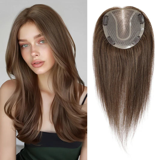 100% Remy Human Hair Topper with Mono Base Hair Pieces for Women