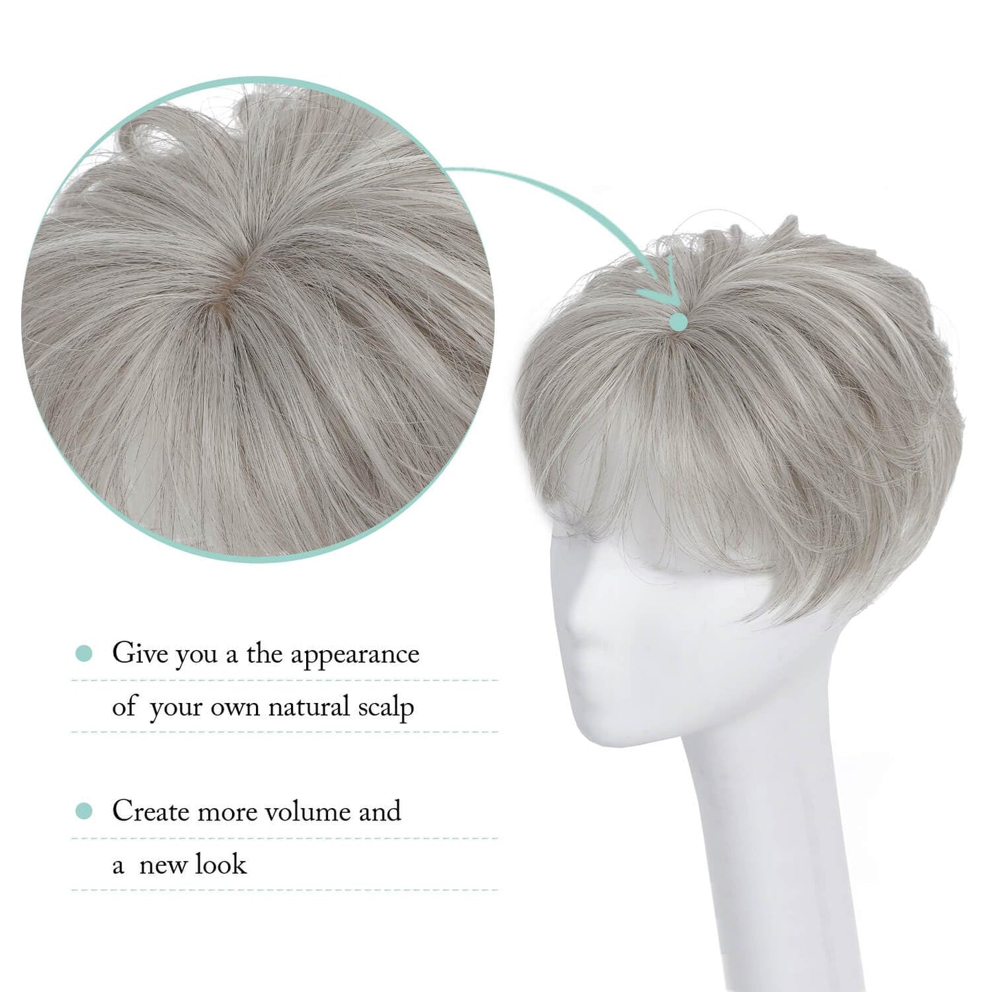 2025 New Summer Breathable Short Hair Topper for Thinning Hair