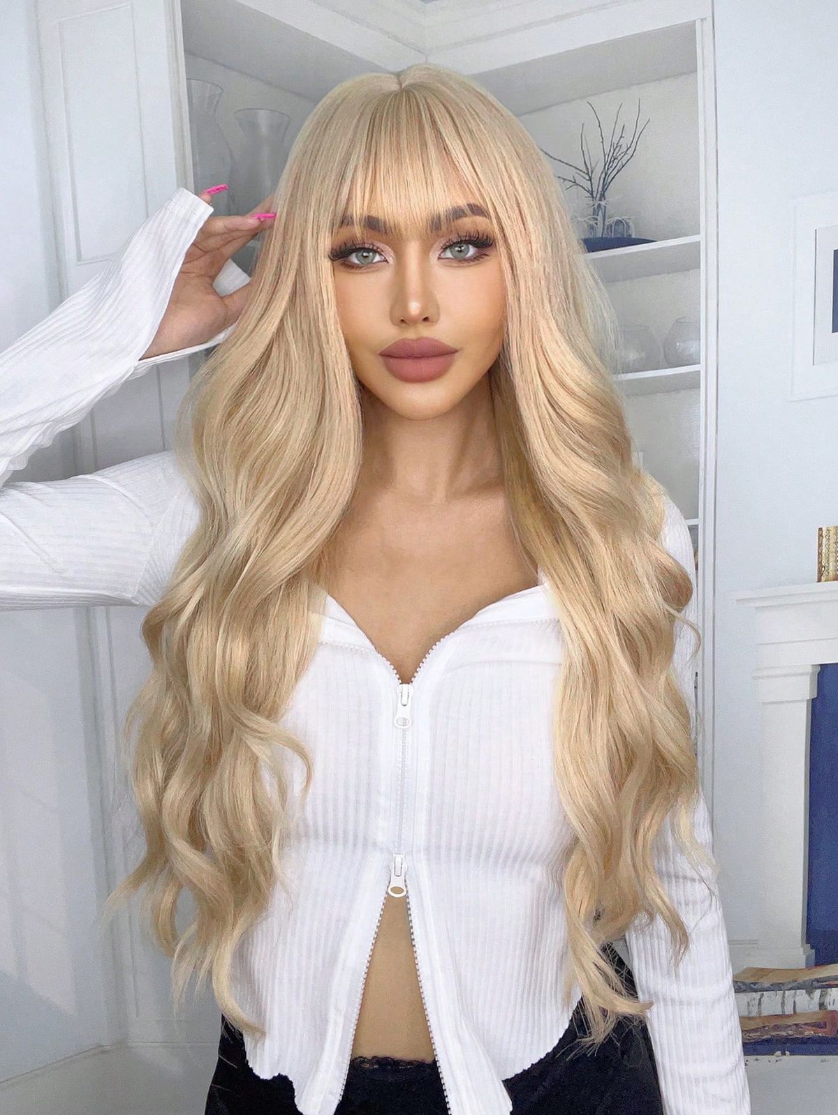 Luxury & Undetectable Natural Wavy Hair Topper With Bangs for Thinning Hair