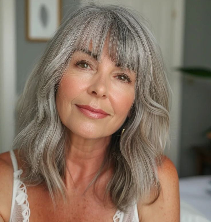 Summer Breathable Natural Wavy Hair Topper With Bangs For Women With Thinning Hair