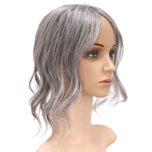 Silver Stone Wavy Human Hair Topper for Women