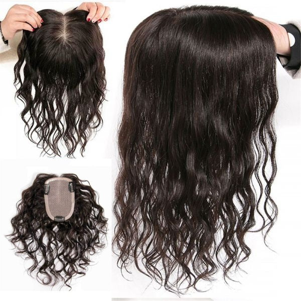 Hand Made Curly Remy Human Hair Topper for Women with Thinning Hair