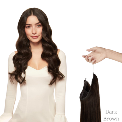 20 inch Ash Blonde Highlights Remy Human Halo Hair Extension Natural Hidden Wire