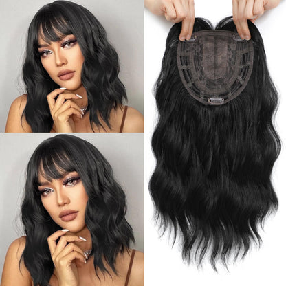 Hot Sale Premium Wavy Hair Topper With Bangs for Thinning Hair – Natural Looking Voluminous Human Hair