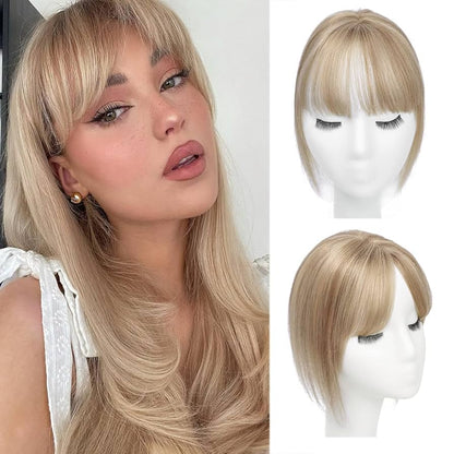 Summer Breathable&Natural Straight Hair Topper With Bangs For Women With Thinning Hair
