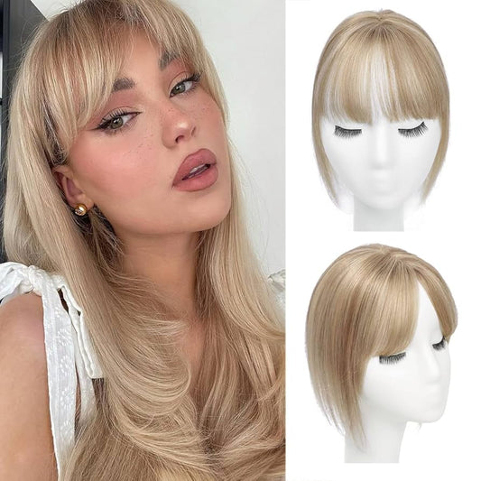 Summer Breathable&Natural Straight Hair Topper With Bangs For Women With Thinning Hair
