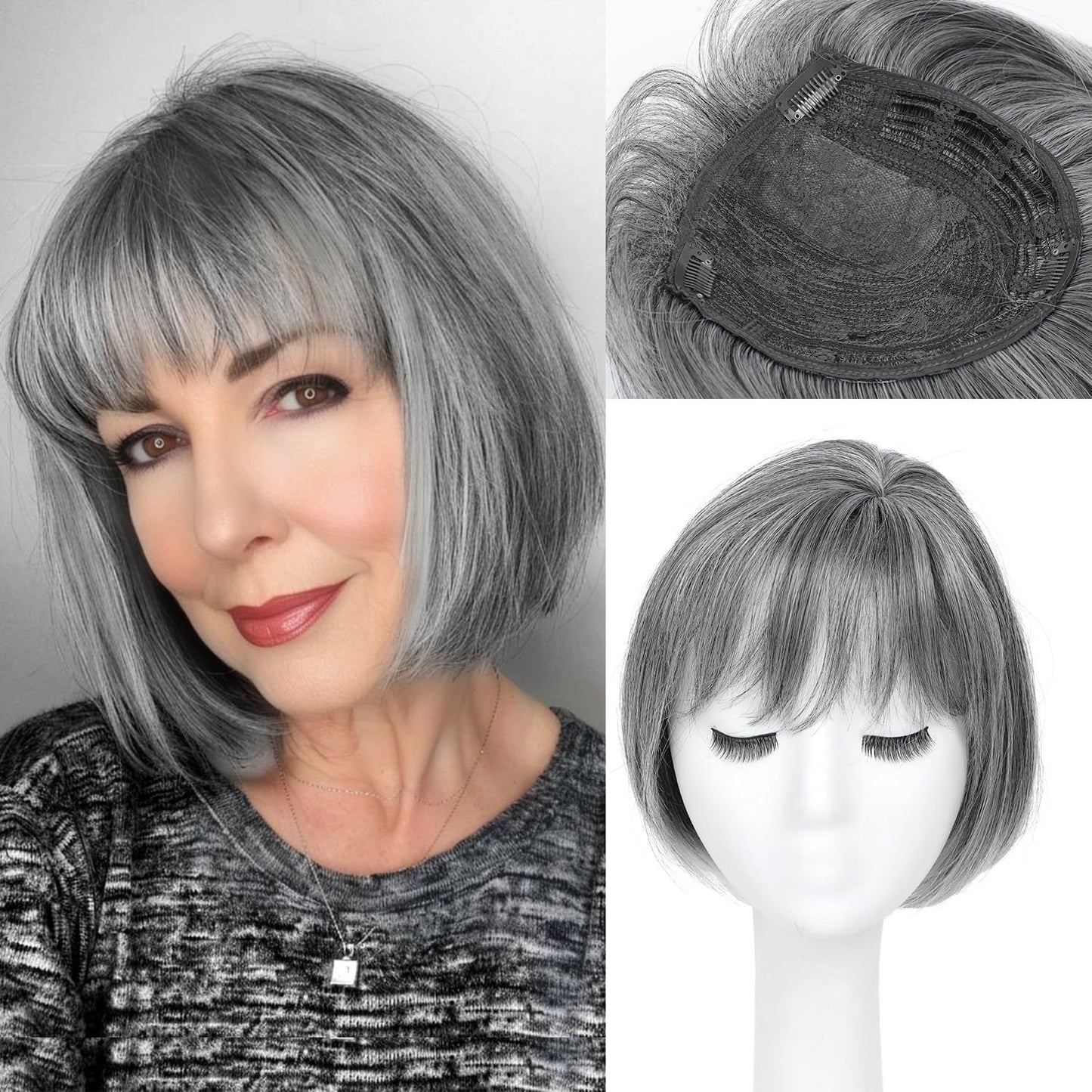 Lightweight & Breathable Clip-In Crown Topper — Natural Volume & Seamless Comfort