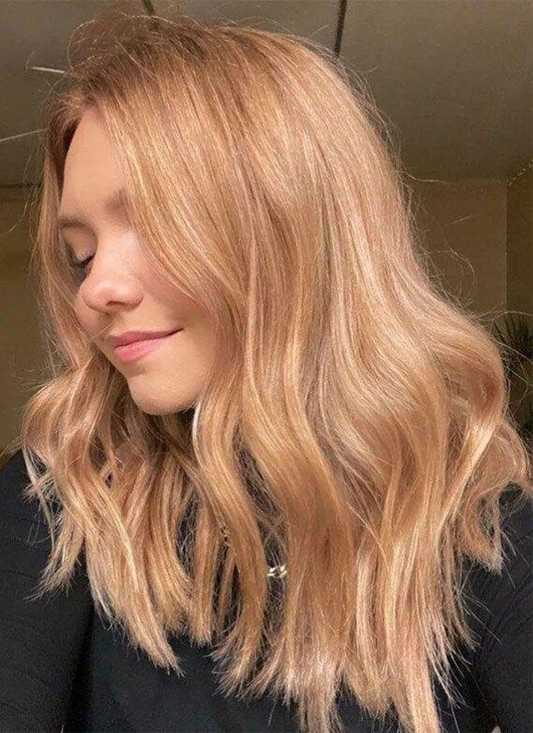 50% Deposit！ 12 inch Strawberry Blond Wavy Human Hair Topper