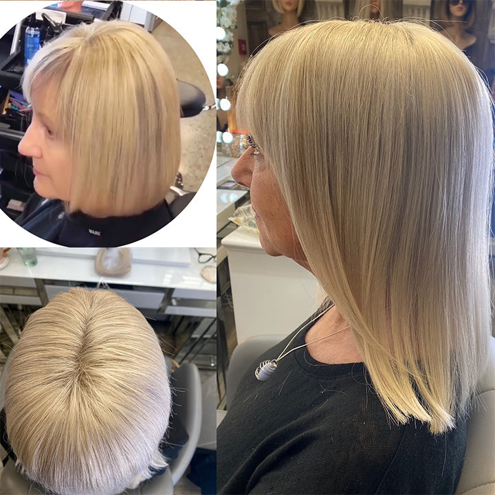 Straight Natural Hair Topper with Bangs For Women High quality Hairstyle clips in own hair blends perfectly
