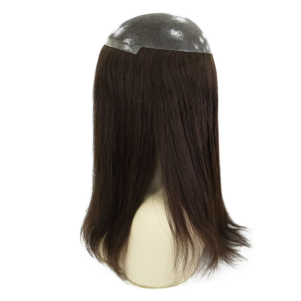 Injected Full Thin PU Base Human Hair Toppers for Women