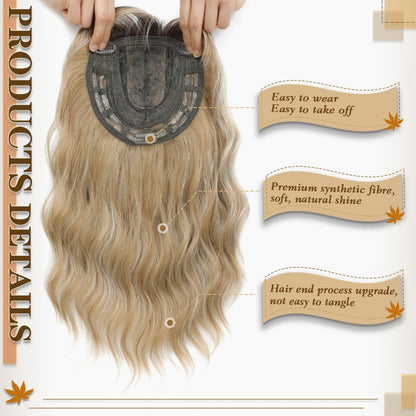 Hot Sale Premium Wavy Hair Topper With Bangs for Thinning Hair – Natural Looking Voluminous Human Hair