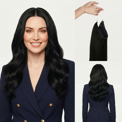 100% Human Hair Halo Extensions - Ash Brown Highlights