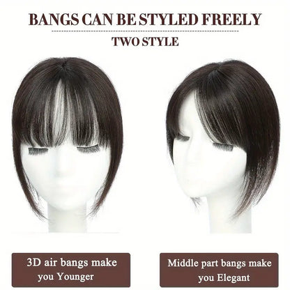 Premium Short Straight Hairpiece with Bangs - Instant Fullness & Breathable Comfort