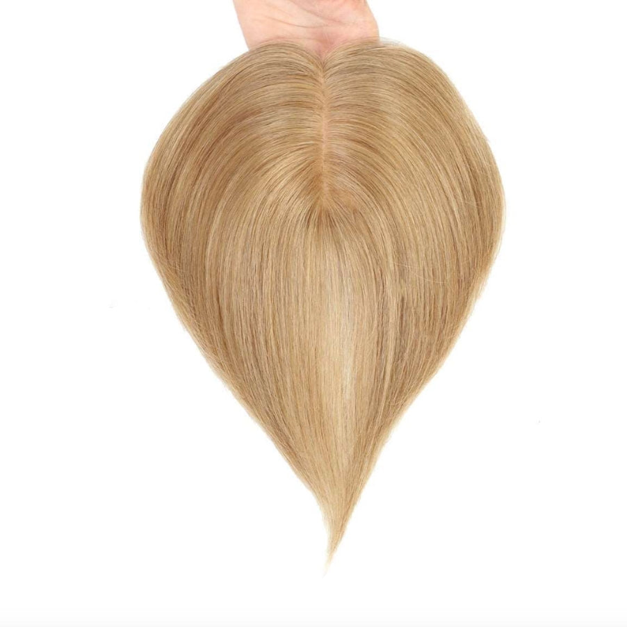 2.8" x 4.3" Silk Base Human Hair Topper – Middle Part Volume Booster for Thinning Hair