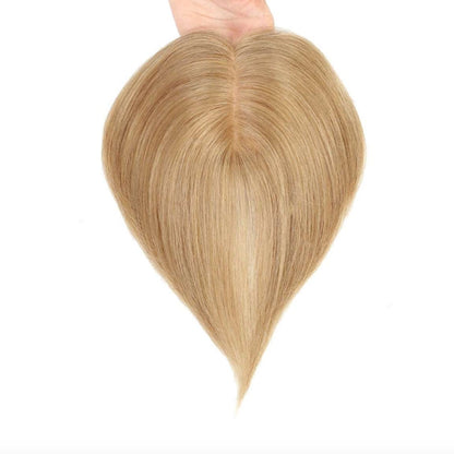2.8" x 4.3" Silk Base Human Hair Topper – Middle Part Volume Booster for Thinning Hair
