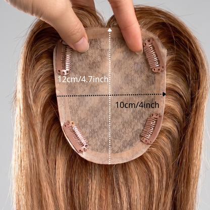 4''x4.7'' Premium Virgin Human Hair Toppers with Bangs, Seamless Wiglets for Thinning Hair