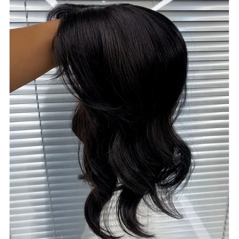 Beach Wave Human Long Hair Topper without Bangs