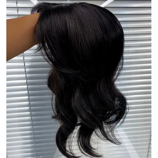 Beach Wave Human Long Hair Topper without Bangs