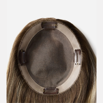 Ombre Balayage 100% Human Hair Topper With Bangs For Woman