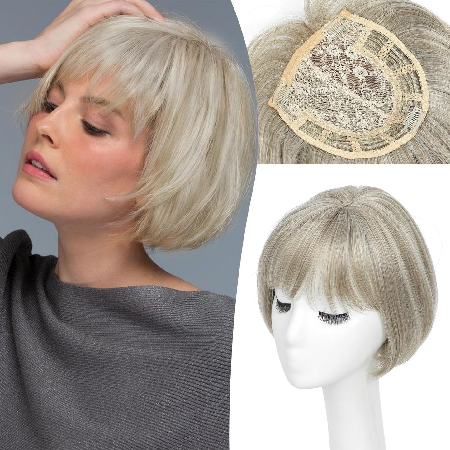 Lightweight & Breathable Clip-In Crown Topper — Natural Volume & Seamless Comfort