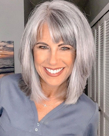130% Natural Density Clip-In Hair Topper with Bangs
