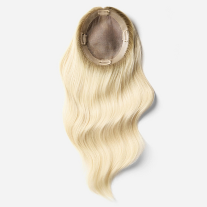 4*5 inches Mono Base Blonde Hair Toppers With Root Human Hair Topper With Bangs