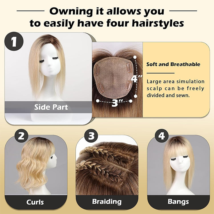 5.5"×5" Ombre Balayage Human Hair Topper With No Bangs